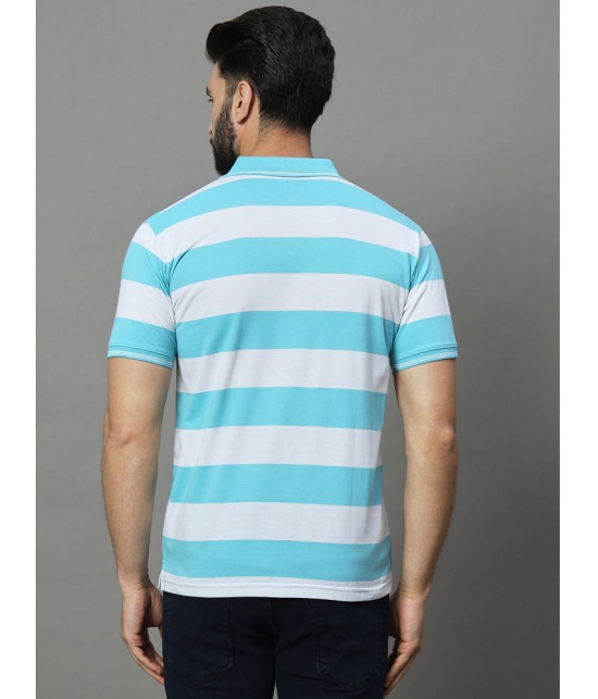 UNIBERRY Cotton Blend Regular Fit Striped Half Sleeves Mens Polo T Shirt - Sky Blue ( Pack of 1 ) - None