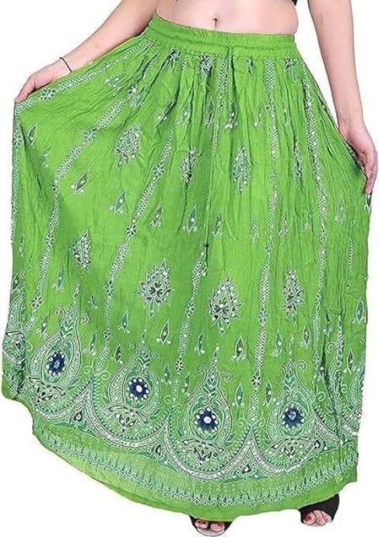 Ukal Traditional Long Skirt Lehenga with Printed Flowers and Embroidered Sequins for Womens and Girls