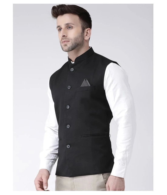 Hangup Black Cotton Blend Nehru Jacket - None