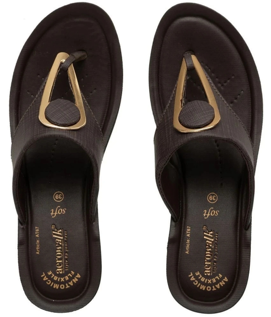 Aerowalk - Brown Womens Leather Slipper - None