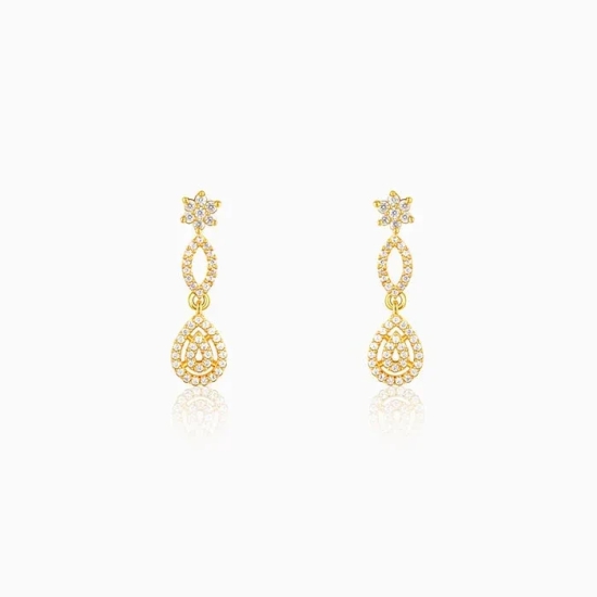 Golden Zircon Shine Elegant Earrings