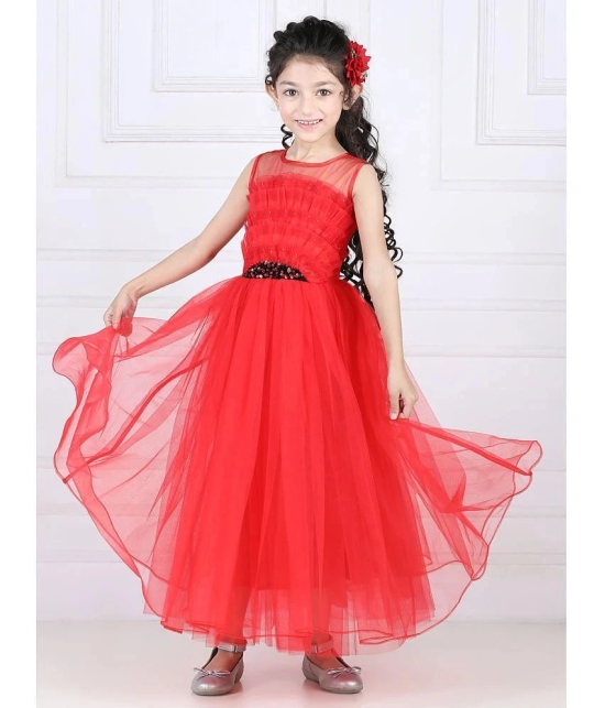 Toy Balloon Kids Red Net Girls Fit And Flare Dress ( Pack of 1 ) - None