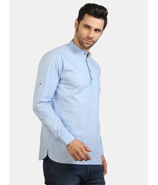 Life Roads - Sky Blue Cotton Mens Shirt Style Kurta ( Pack of 1 ) - None