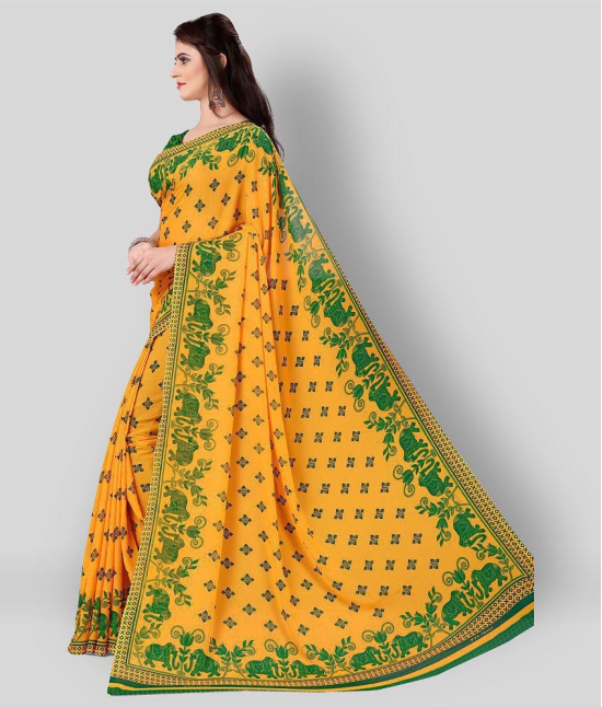 Anand Sarees - Yellow Georgette Saree With Blouse Piece (Pack of 1)