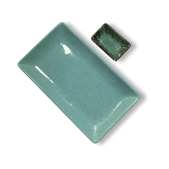 Ceramic Dining Studio Collection Aqua Blue Sprinkle Ceramic Designer 11 inches Serving Platter