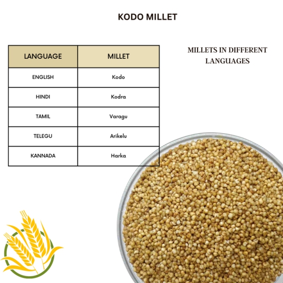 Native Pods Kodo Millet Unpolished 500g- Varagu, Harka,Arikelu - Natural & Organic - Gluten free and Wholesome Grain without Additives