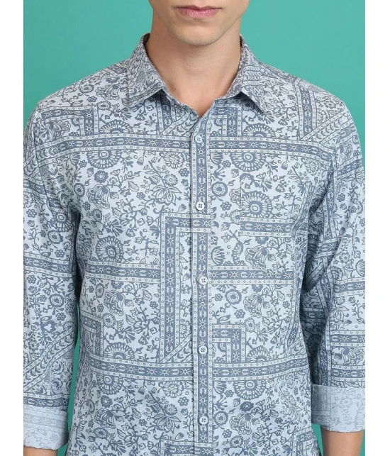 Ketch 100% Cotton Slim Fit Printed Full Sleeves Mens Casual Shirt - Blue ( Pack of 1 ) - None