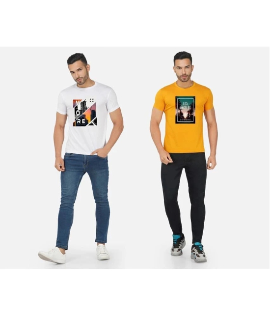 CHOZI Cotton Blend Regular Fit Printed Half Sleeves Mens T-Shirt - Multicolor ( Pack of 2 ) - None