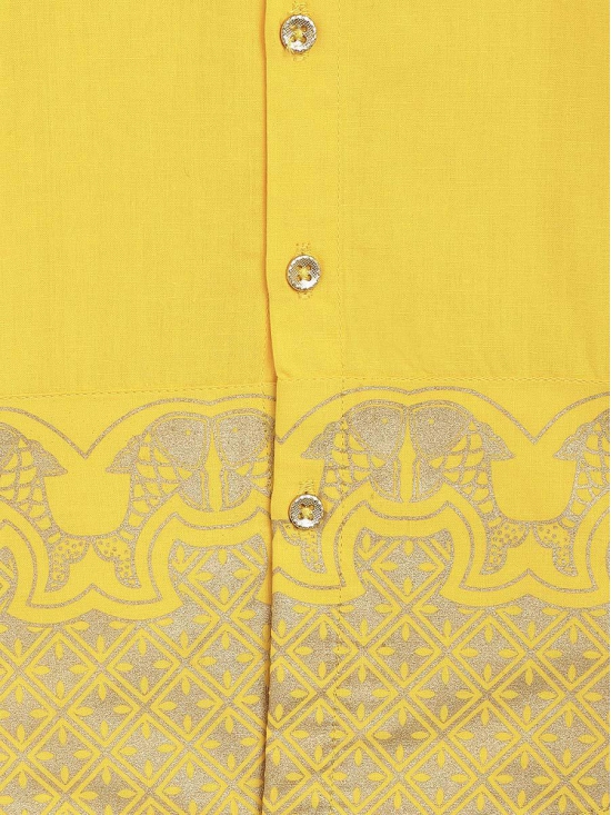 2 Pc Mundu Dhoti Shirt Set-Yellow 6M