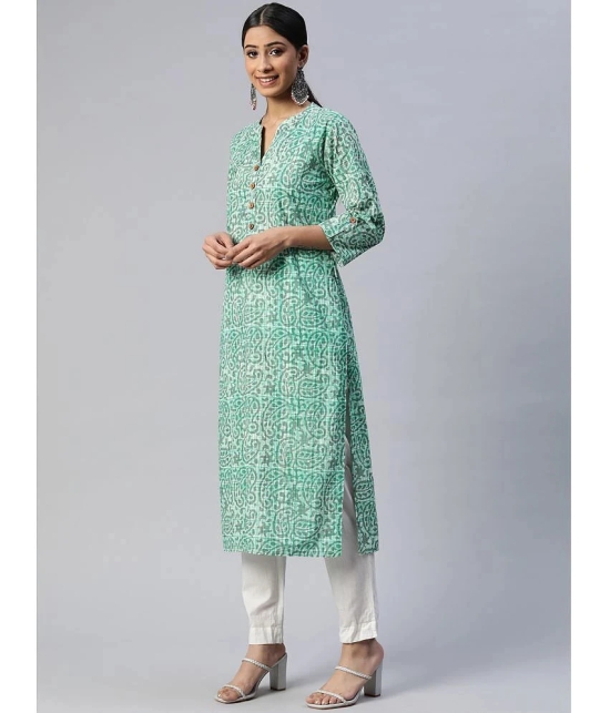 SVARCHI - Green Cotton Womens Straight Kurti ( Pack of 1 ) - None