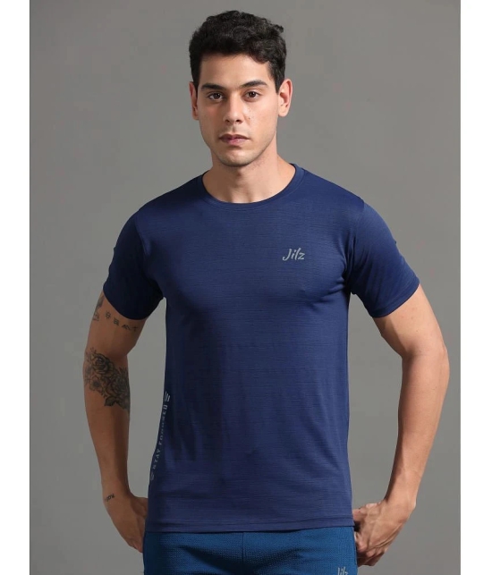 JILZ Polyester Regular Fit Printed Half Sleeves Mens T-Shirt - Navy ( Pack of 1 ) - None