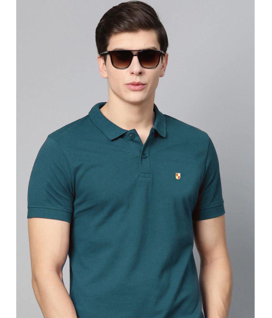 ADORATE - Teal Blue Cotton Blend Regular Fit Mens Polo T Shirt ( Pack of 1 ) - None