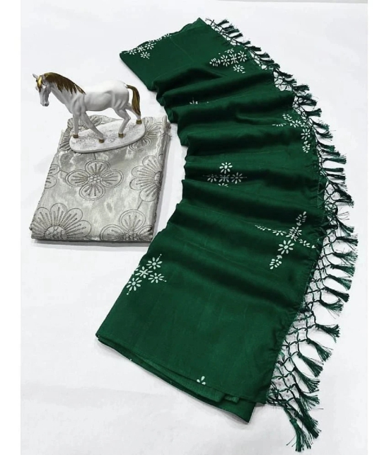 A TO Z CART Silk Embellished Saree With Blouse Piece - Green ( Pack of 1 ) - Green