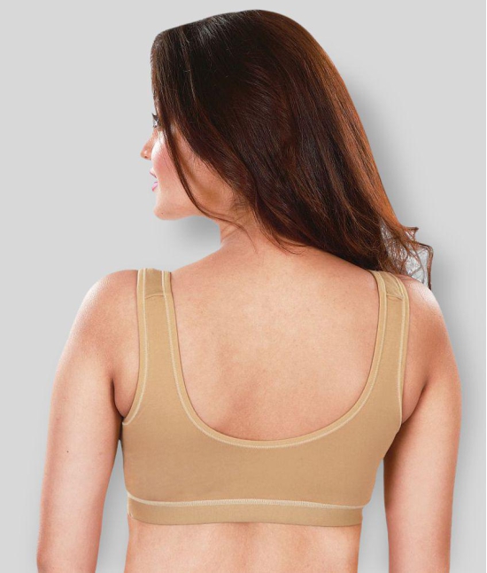 Dermawear Brown Poly Cotton Solid Sports Bra - M