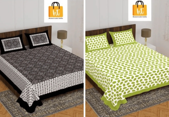 Bedsheet  Adda -100% Pure Cotton Jaipuri Printed Double Bedsheet-109