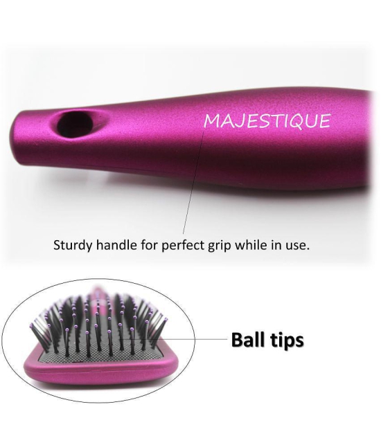 Majestique Purple Paddle Hair Brush Refresh And Extend For All Hair Types Soft Nylon Bristles