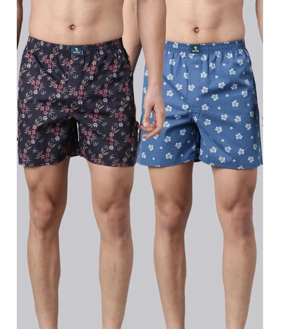 Joven Navy Blue Cotton Mens Boxer- ( Pack of 2 ) - None