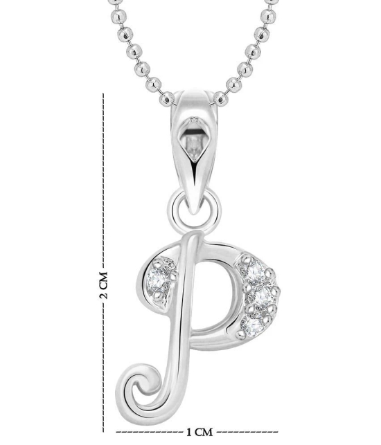 Vighnaharta P Alphabet Rhodium Plated Pendant - [VFJ1124PR]