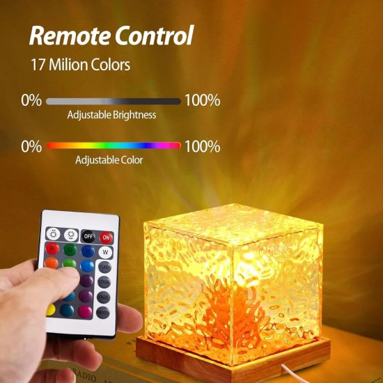 Water Ripple Night Light Color Changing Crystal Lamp Ocen Wave Projector