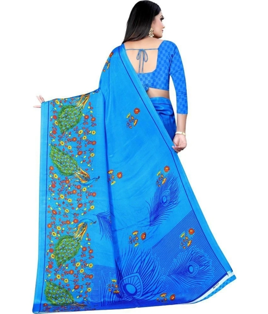 LEELAVATI - Blue Crepe Saree With Blouse Piece ( Pack of 1 ) - Blue