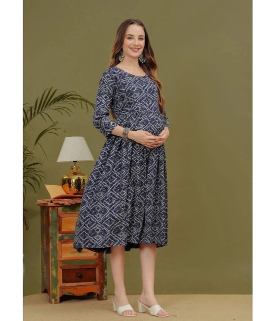 Glorious Blue Rayon Maternity Kurta - S