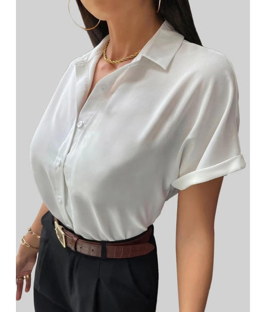 BuyNewTrend - White Rayon Womens Shirt Style Top ( Pack of 1 ) - None