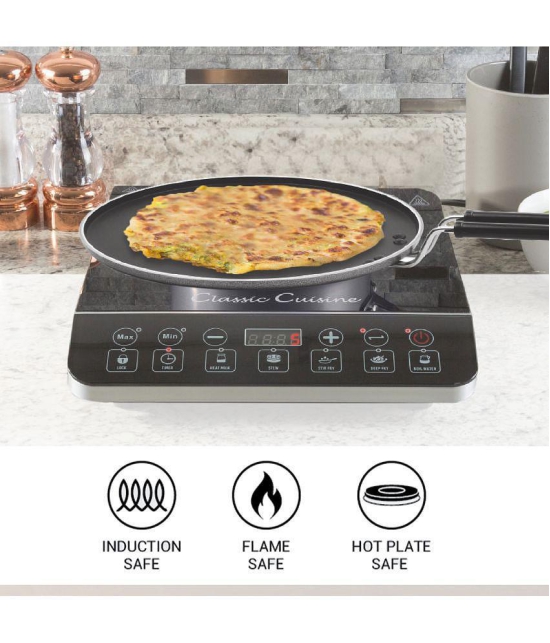 Milton Pro Cook Black Pearl Induction Non-Stick Flat Tawa, 27 cm, Grey