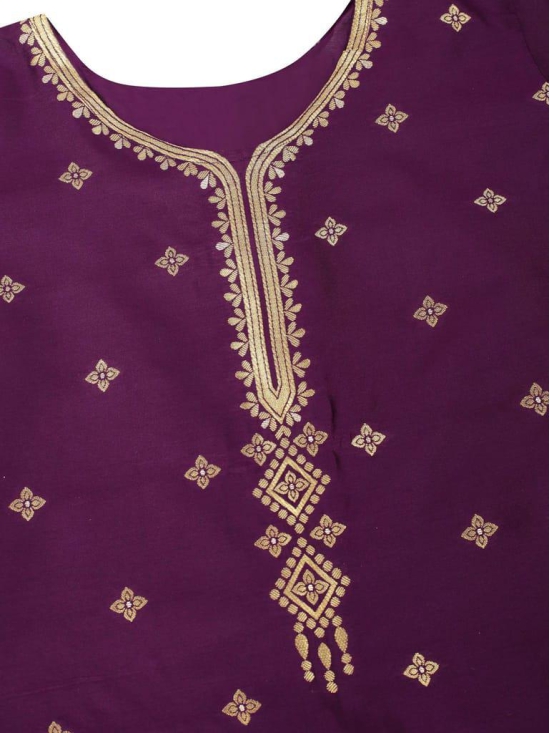 Purple-God Toned Unstitched Woven Design Dress Material