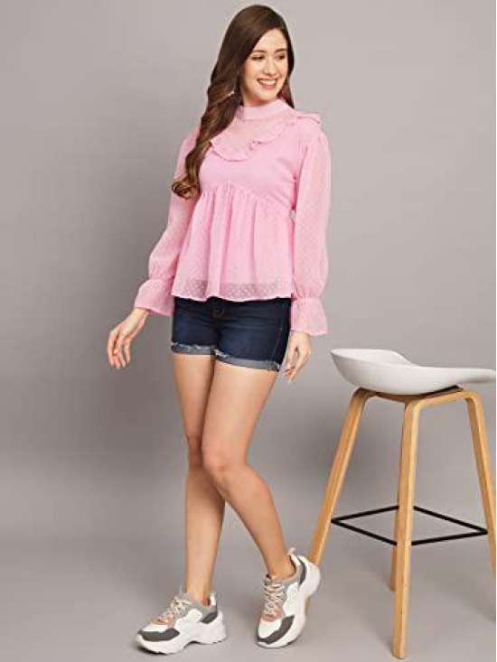 FUNDAY FASHION Casual Cuffed Sleeves Solid Women Regular Fit Boota Top