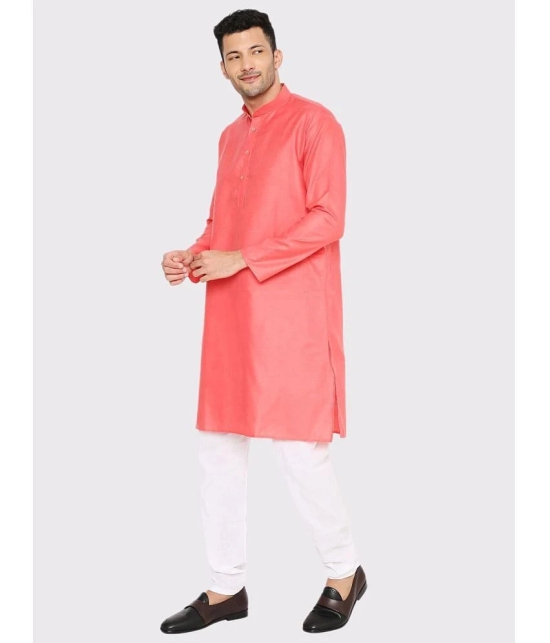 Maharaja - Coral Cotton Blend Mens Regular Kurta ( Pack of 1 ) - None