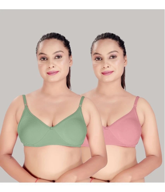 HAYA Multicolor Cotton Non Padded Womens Push Up Bra ( Pack of 2 ) - None