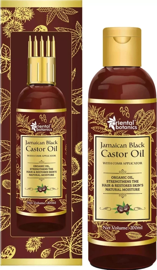 Oriental Botanics Jamaican Black Castor Oil For Hair And Skin Care With Comb Applicator (200ml)