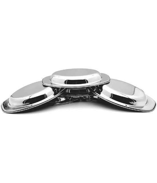 Dynore 6 Pcs Stainless Steel Silver Rice Plate - Silver