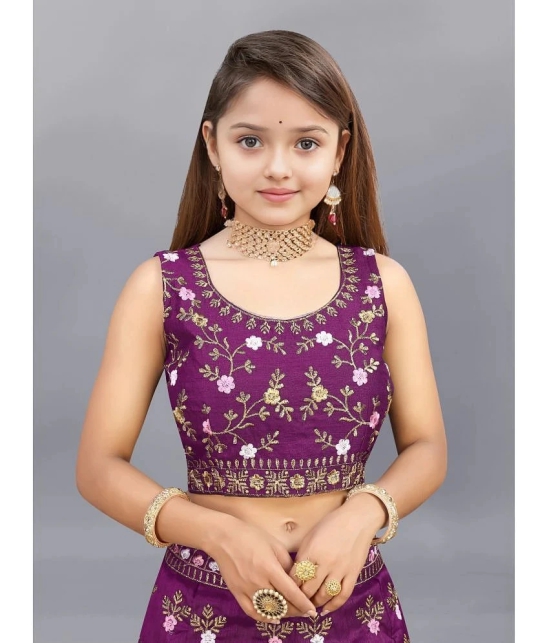 Apnisha Purple Silk Girls Lehenga Choli Set ( Pack of 1 ) - None