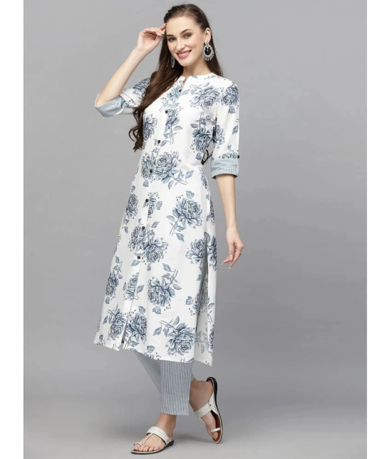 Stylum Rayon Printed Front Slit Womens Kurti - White ( Pack of 1 ) - None