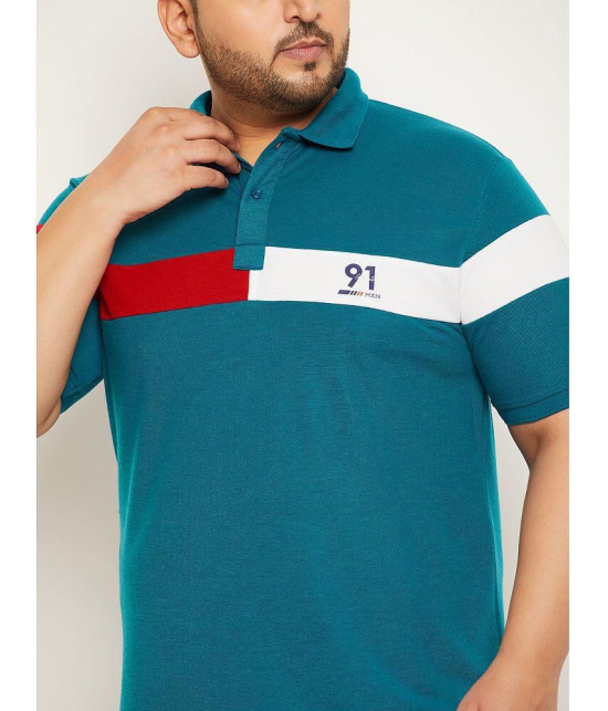 MXN - Teal Blue Cotton Blend Regular Fit Mens Polo T Shirt ( Pack of 1 ) - None