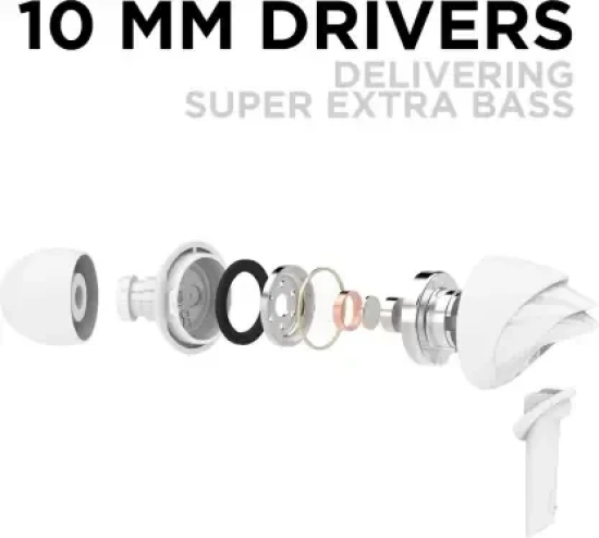 Bassheads 100 | Wired Earphone with 10mm Dynamic Drivers, Stylish Hawk-inspired Design, Super Extra Bass White