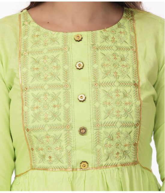 Maquien - Green Rayon Women's Tiered Flared Kurti ( Pack of 1 ) - S