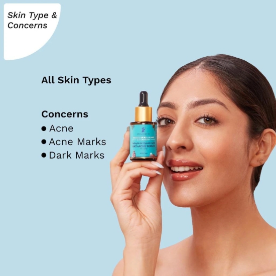 Pilgrim Korean Salicylic Acid 1% + Glycolic Acid 3% Anti Acne Serum for oily & acne prone skin | All Skin Types | Korean Skin Care | For Men & Women | Vegan & Cruelty-free| 30ml