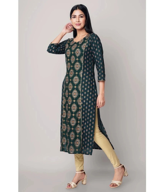 GOD BLESS - Green Rayon Womens Straight Kurti ( Pack of 1 ) - None