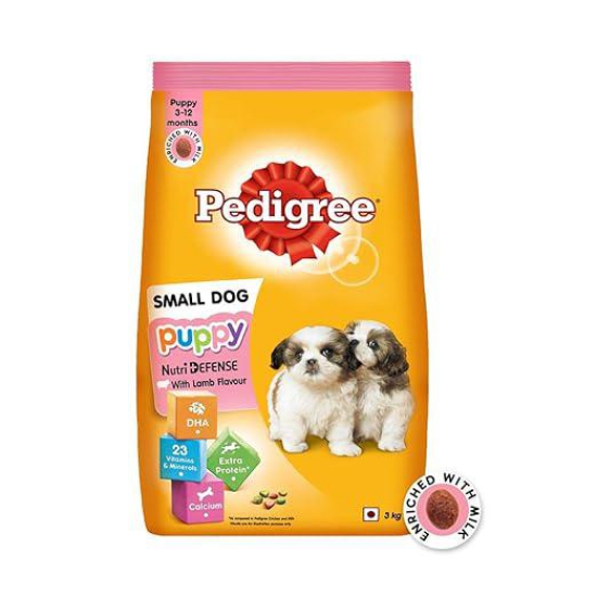 Pedigree Puppy Small Dog Dry Food, Lamb & Milk Flavour 3 Kgs