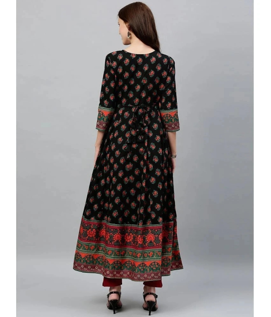 KIPEK - Black Cotton Womens Anarkali Kurti ( Pack of 1 ) - None