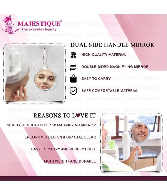 Majestique Dual Side Extra Large Handheld Mirror 1X/10X Magnifying Perfect for Shaving Makeup - Blue