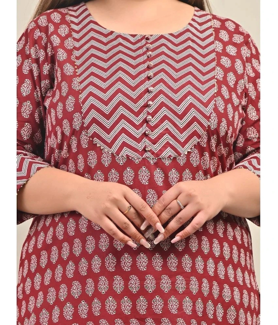 Swasti - Maroon Cotton Womens Straight Kurti ( Pack of 1 ) - None