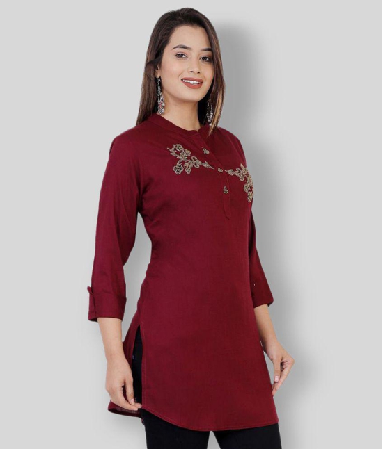 HIGHLIGHT FASHION EXPORT - Red Rayon Women''s Straight Kurti - XL