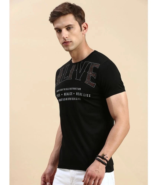 Showoff Cotton Slim Fit Printed Half Sleeves Mens T-Shirt - Black ( Pack of 1 ) - None