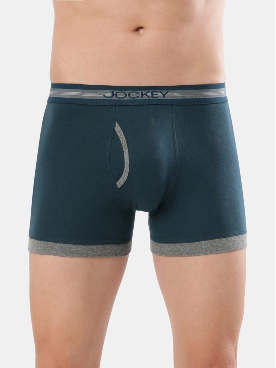 Jokcey Men's Super Combed Cotton Rib Solid Boxer Brief 1017 Reflecting Pond Pack Of 2