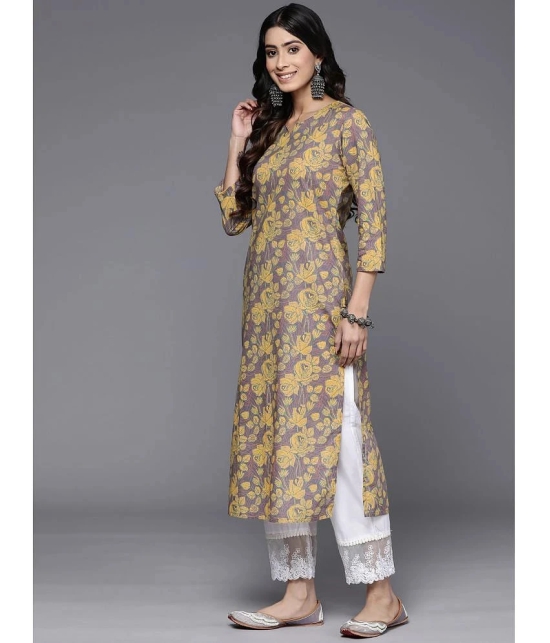 Varanga Cotton Printed Straight Womens Kurti - Yellow ( Pack of 1 ) - None