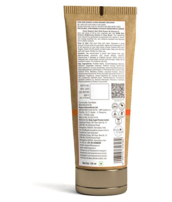 WOW Skin Science Vitamin C Face Wash In Paper Tube (eco Friendly Packaging)