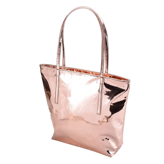 Women Mirror Shine Rose Gold Handbag